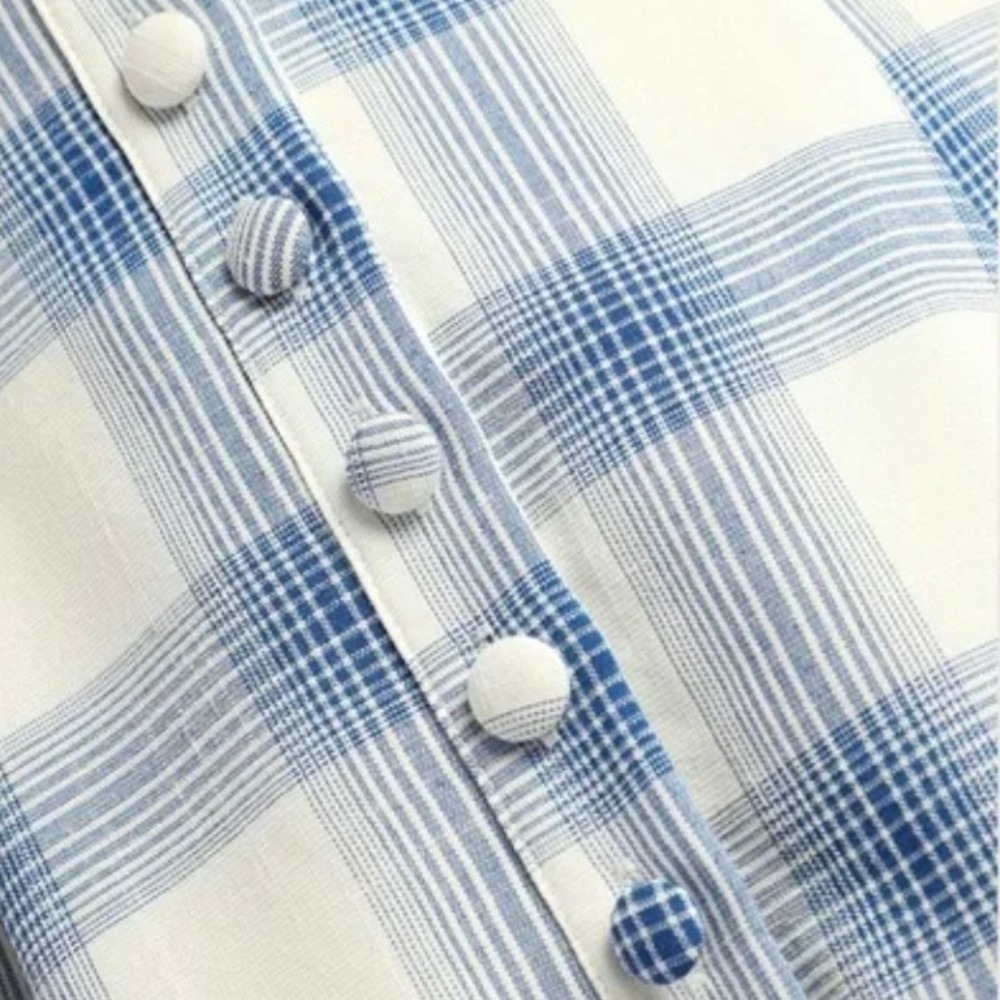 Lulus Keep on Charming Plaid Button-Front Midi Dress Size Small - Picture 3 of 12